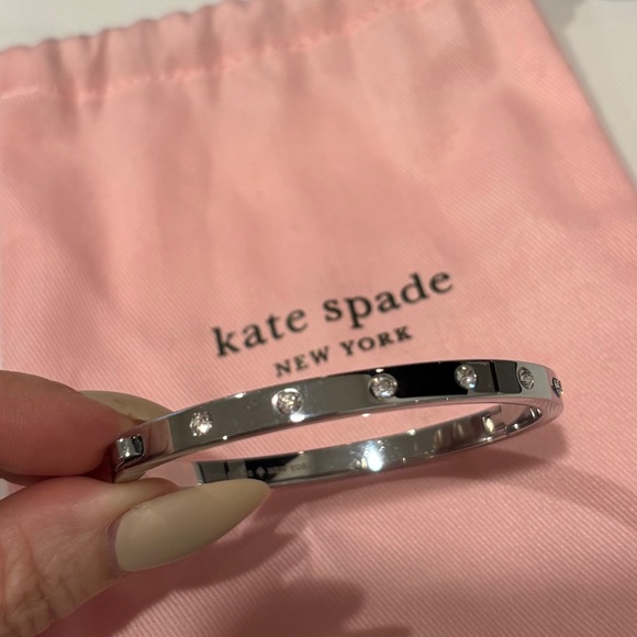 Kate Spade Set in Stone Hinged Silver Bangle - Picture 6 of 8